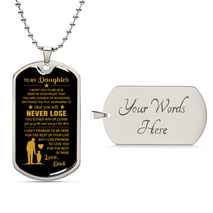 To my daughter Luxury Graphic Dog Tag Necklace