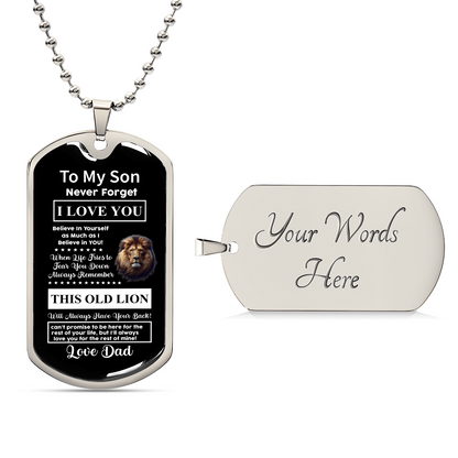 To my lovely son Luxury Graphic Dog Tag Necklace