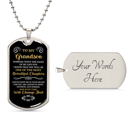 To my Grandson - Luxury Graphic Dog Tag Necklace