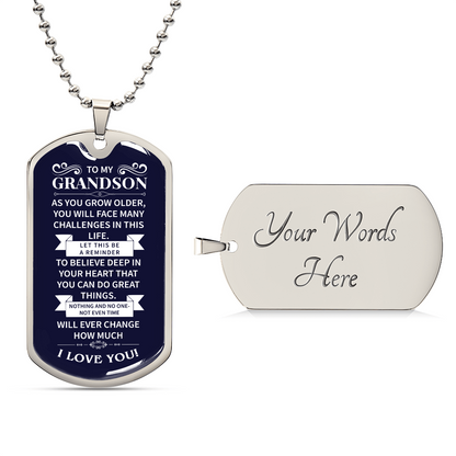 To my grandson Luxury Graphic Dog Tag Necklace