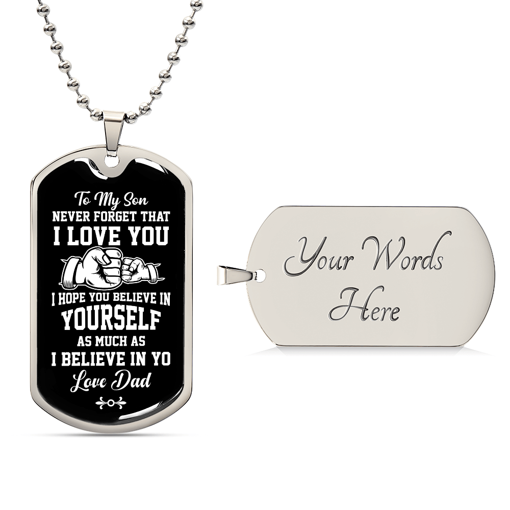 To my son Luxury Graphic Dog Tag Necklace