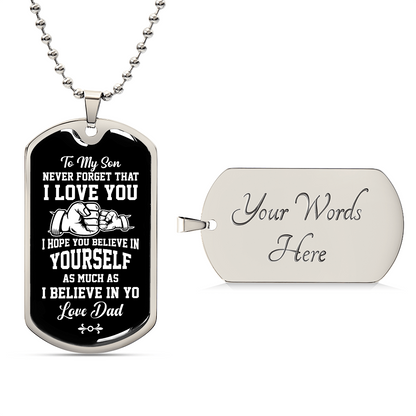 To my son Luxury Graphic Dog Tag Necklace