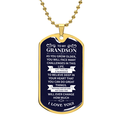 To my grandson Luxury Graphic Dog Tag Necklace