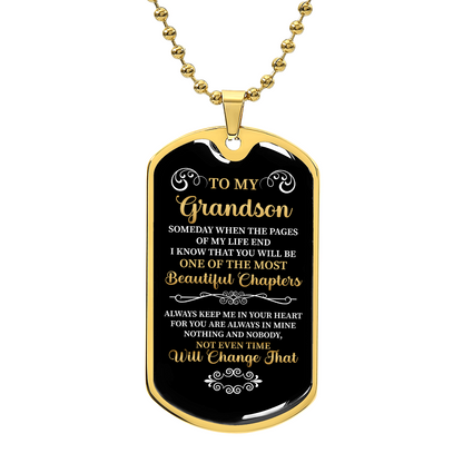 To my Grandson - Luxury Graphic Dog Tag Necklace
