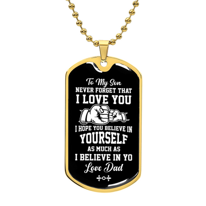 To my son Luxury Graphic Dog Tag Necklace
