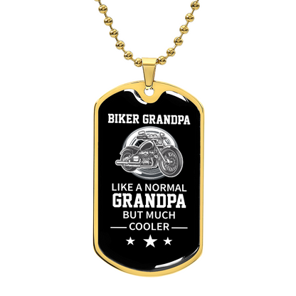 Biker Grandpa Luxury Graphic Dog Tag Necklace