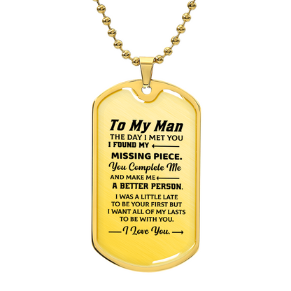 To my man Luxury Graphic Dog Tag Necklace