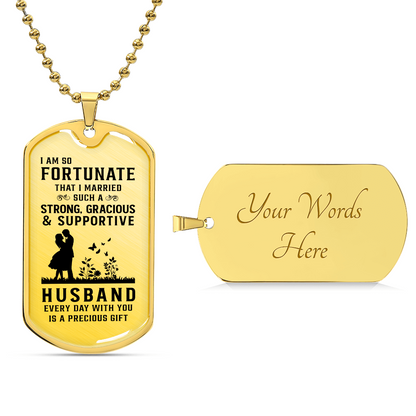 Husband Luxury Graphic Dog Tag Necklace