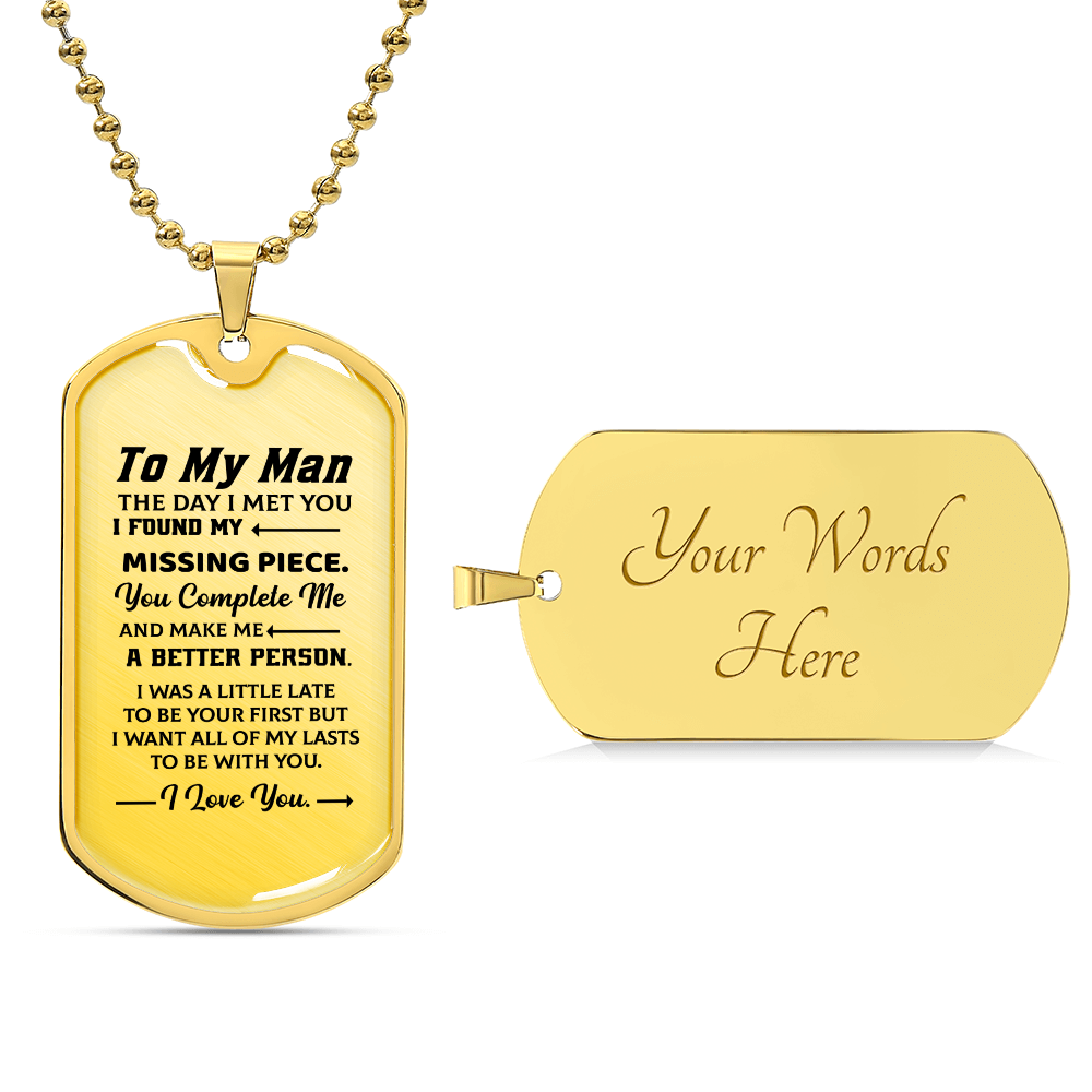 To my man Luxury Graphic Dog Tag Necklace