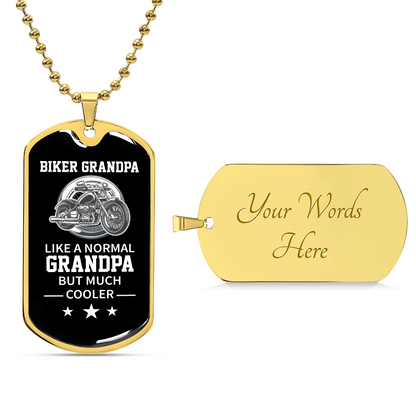 Biker Grandpa Luxury Graphic Dog Tag Necklace