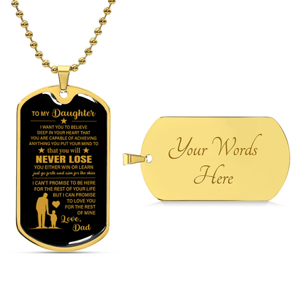 To my daughter Luxury Graphic Dog Tag Necklace