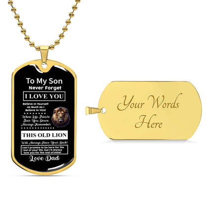 To my lovely son Luxury Graphic Dog Tag Necklace