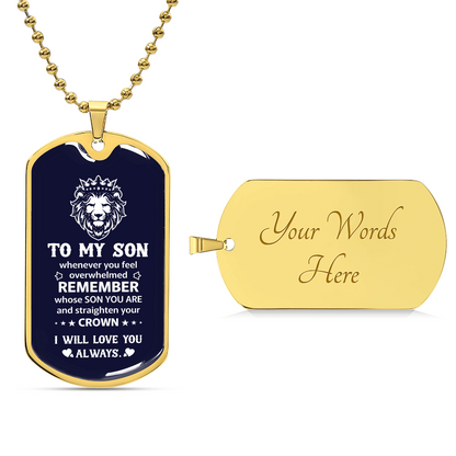 To my son Luxury Graphic Dog Tag Necklace