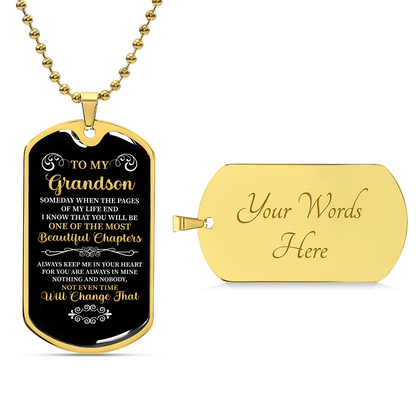 To my Grandson - Luxury Graphic Dog Tag Necklace