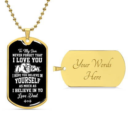 To my son Luxury Graphic Dog Tag Necklace