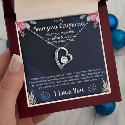 Forever Love Necklace for Girlfriend – To My Amazing Girlfriend Gift – Meaningful Romantic Jewelry with Message Card