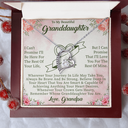 To My Beautiful Granddaughter Forever Love Necklace – Meaningful Gift from Grandparents – Birthday or Graduation Jewelry
