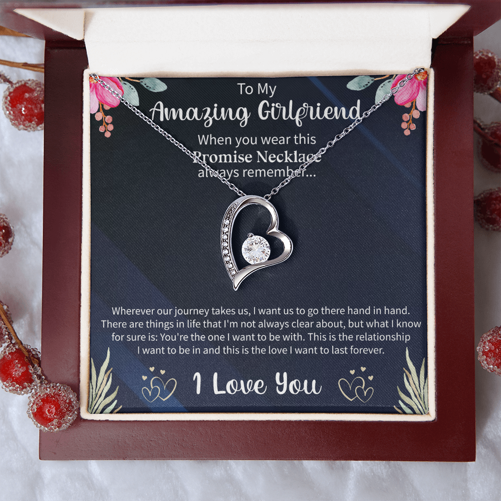 Forever Love Necklace for Girlfriend – To My Amazing Girlfriend Gift – Meaningful Romantic Jewelry with Message Card