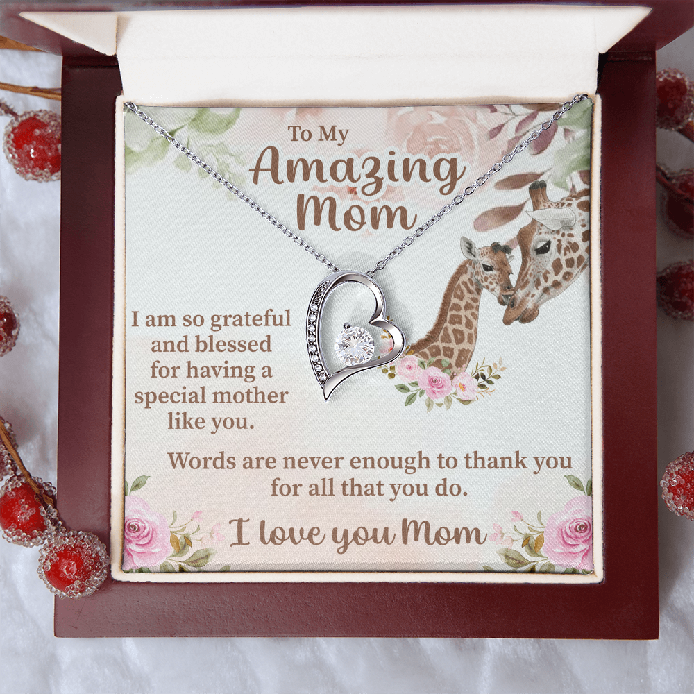 To My Amazing Mom Forever Love Necklace – Meaningful Gift for Mother – Birthday, Mother's Day, or Christmas Jewelry