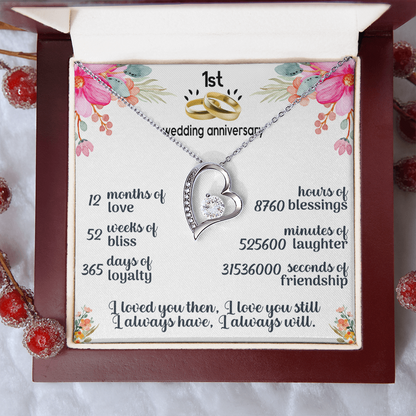 1st wedding anniversary Forever Love Necklace