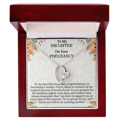 To My Daughter on Your Pregnancy Forever Love Necklace – Meaningful Mom-to-Be Gift – Pregnancy Announcement Jewelry with Message Card
