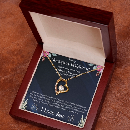 Forever Love Necklace for Girlfriend – To My Amazing Girlfriend Gift – Meaningful Romantic Jewelry with Message Card