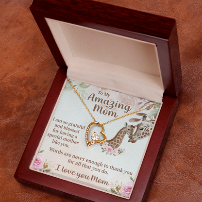 To My Amazing Mom Forever Love Necklace – Meaningful Gift for Mother – Birthday, Mother's Day, or Christmas Jewelry
