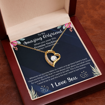 Forever Love Necklace for Girlfriend – To My Amazing Girlfriend Gift – Meaningful Romantic Jewelry with Message Card