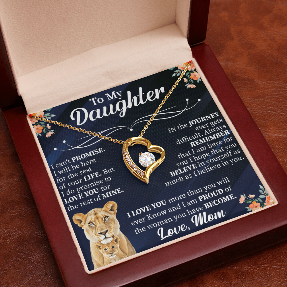 To My Daughter Forever Love Necklace, Daughter Gift from Mom Dad, Heart Necklace for Daughter, Meaningful Jewelry with Card, Birthday Gift for Her