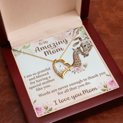 To My Amazing Mom Forever Love Necklace – Meaningful Gift for Mother – Birthday, Mother's Day, or Christmas Jewelry
