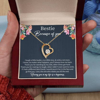 Best Friend Birthday Necklace with Message Card – Long Distance Friendship Gift for Women