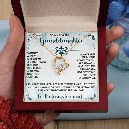 To My Beautiful Granddaughter Forever Love Necklace – Meaningful Gift from Grandparents – Birthday or Graduation Jewelry