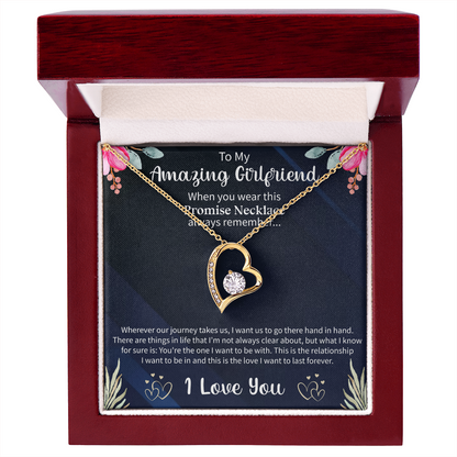 Forever Love Necklace for Girlfriend – To My Amazing Girlfriend Gift – Meaningful Romantic Jewelry with Message Card