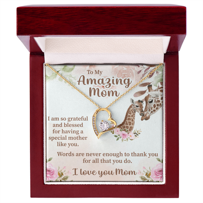 To My Amazing Mom Forever Love Necklace – Meaningful Gift for Mother – Birthday, Mother's Day, or Christmas Jewelry