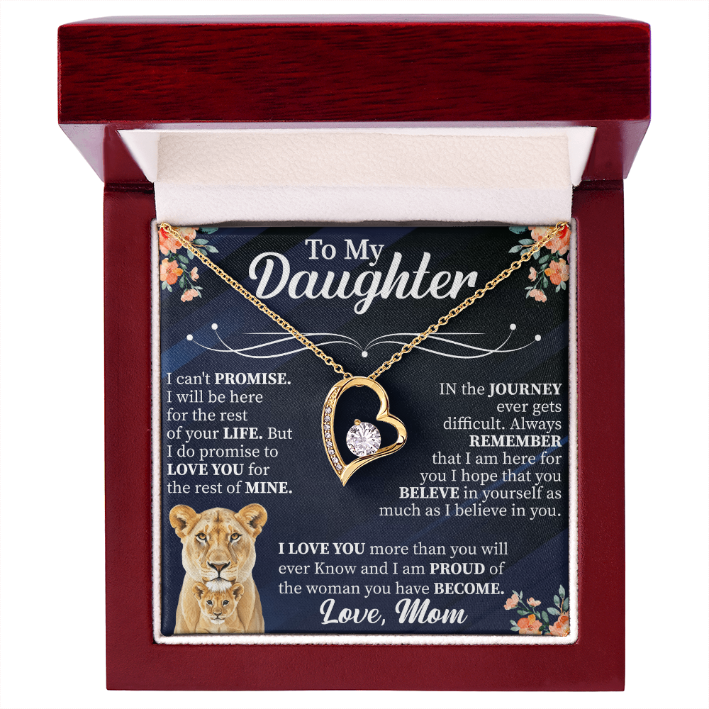 To My Daughter Forever Love Necklace, Daughter Gift from Mom Dad, Heart Necklace for Daughter, Meaningful Jewelry with Card, Birthday Gift for Her