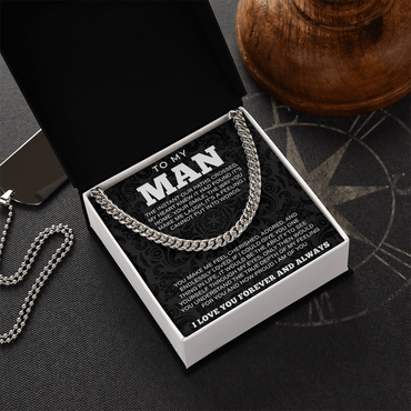 To My Man Necklace, Boyfriend Valentines Day Gift, Mens Cuban Chain Necklace for Fiance, Men Necklaces for Him, Gift For Boyfriend, Husband Gift, Husband Necklace, Boyfriend Necklace, Boyfriend Jewelry