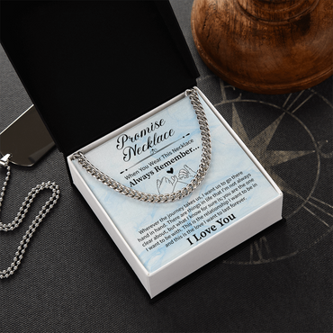 Cuban Link Chain Promise Necklace – Sentimental Promise Jewelry – Anniversary or Commitment Gift