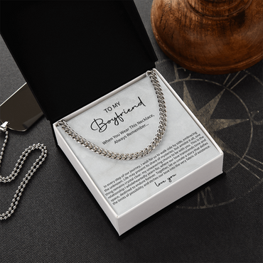 To My Boyfriend Cuban Chain Necklace, Promise Necklace For Boyfriend, Boyfriend Necklace, Anniversary Necklace Gift For Boyfriend, Valentines Day