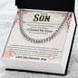 To My Son Cuban Link Chain, Son Gift from Mom Dad, Mens Silver Chain Necklace, Son Birthday Gift, Graduation Gift for Him, Bold Jewelry with Card