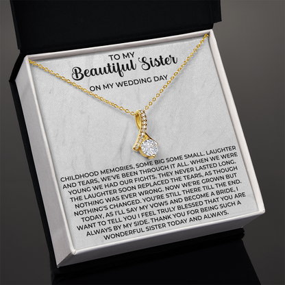 To my beautiful sister necklace - To My Beautiful Sister gifts, Birthday Christmas Gift For Little Sister Big Sister
