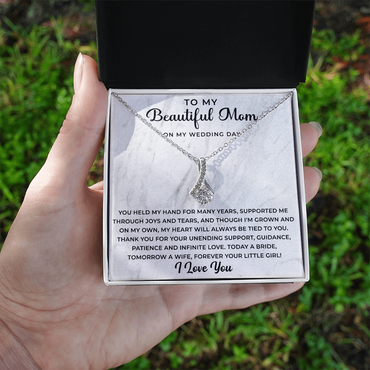 to my beautiful mom on my wedding day Necklace - Your Little Girl - Mother of the Bride Gift From Daughter - Mother of the Bride Necklace From Bride - Mom of Bride