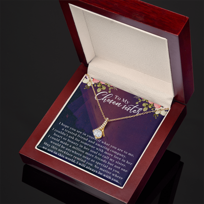 To My Chosen Sister Alluring Beauty Necklace, Unbiological Sister Gift - Gift For Best Friend, Birthday Gift For Bestie