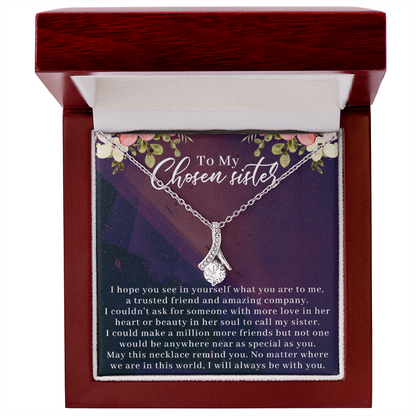 To My Chosen Sister Alluring Beauty Necklace, Unbiological Sister Gift - Gift For Best Friend, Birthday Gift For Bestie