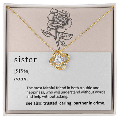Sister Definition Love Knot Necklace