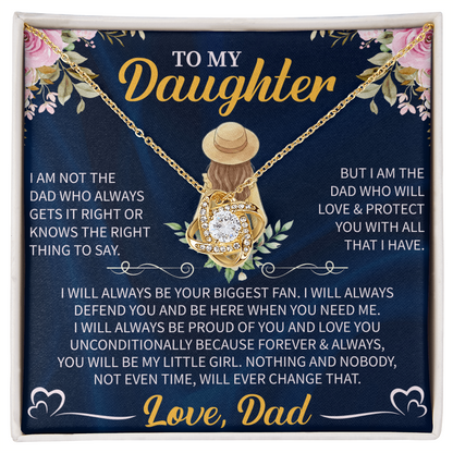 To My Daughter Love Knot Necklace – Meaningful Gift from Mom or Dad – Sentimental Jewelry with Message Card
