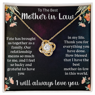 To the Best Mother-in-Law Love Knot Necklace – Meaningful Gift for Mother-in-Law – Sentimental Jewelry with Message Card