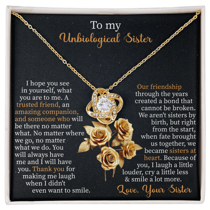 To my unbiological sister Love Knot Necklace