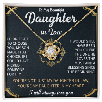 To my Beautiful Daughter in Law Love Knot Necklace - Gifts for Daughter in Law
