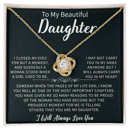 To my Beautiful Daughter Love Knot Necklace - Gifts for Beautiful Daughter