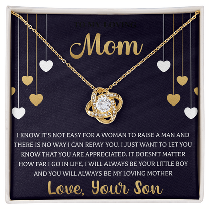 To My Best Mom Necklace Love Knot Necklace Gift For Mom From Son